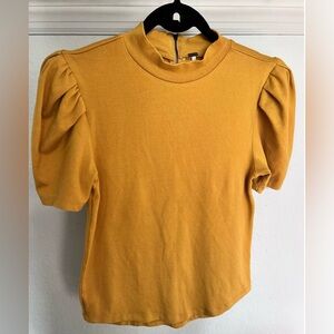 Free People Mustard Puff Sleeve top